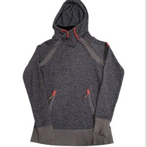 DC Women's Heather Charcoal Gray Pullover Hoodie with Orange Accents